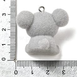 フロッキー樹脂ペンダント  プラチナ鉄ループ付き  コアラ  28x32x21mm  穴：1.8mm&nbsp;RESI-E059-04D