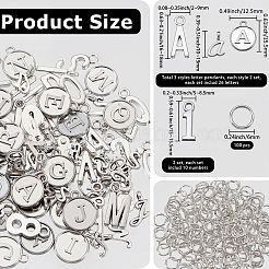 文字a～zと数字0~9のチベット風合金チャーム  鉄丸カン付き  アンティークシルバー＆プラチナ  6x0.7mm  内径：4.5mm&nbsp;FIND-BM0001-15P