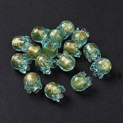 Handmade Gold Foil Lampwork Glass Beads&nbsp;X1-LAMP-G158-02C