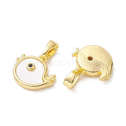 Rack Plating Brass Pave Shell Bird Charms with Black Cubic Zirconia&nbsp;KK-K360-07G
