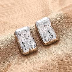 長方形真鍮マイクロパヴェキュービックジルコニアスタッドピアス  鉛フリー＆カドミウムフリー  長持ちメッキ  ラックめっき  プラチナ  18x12mm&nbsp;EJEW-R025-21P