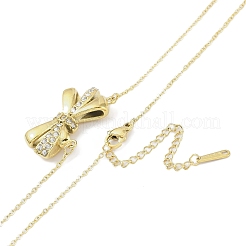 304 Stainless Steel Crystal Rhinestone Cable Chain Bowknot Pendant Necklaces for Women&nbsp;NJEW-C055-09G