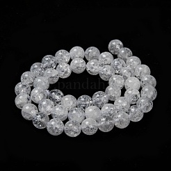 天然石クラッククオーツビーズ連売り  ラウンド  ホワイト  8mm  穴：1mm  約45~48個/連  14.56~14.96インチ（37~38cm）&nbsp;X-G-D840-01-8mm