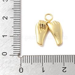 925スターリングシルバーペンダント  ゴールドカラー  スタンプ925個付き  ヤシ  16.5x12.5x3mm  穴：2.5mm&nbsp;STER-Z012-02G-02