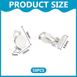 304ステンレススチール製クリップオンイヤリング金具  フラットラウンド  ステンレス鋼色  トレイ：9.8mm  16x10x7mm  50個/箱&nbsp;STAS-UN0018-16P