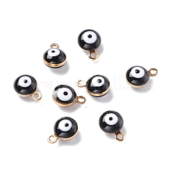 真鍮製チャーム  カドミウムフリー＆鉛フリー  両面エナメル付き  長持ちメッキ  本物の 18k ゴールド/925 スターリングシルバー メッキ  ナザールボンジュウチャーム付きフラットラウンド  ミックスカラー  9x6.5x4mm  穴：1.2mm&nbsp;KK-K263-01