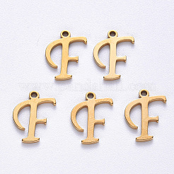 PVD真空メッキ201ステンレススチールチャーム  レーザー切断  18KGP本金メッキ  文字.f  12x10x1mm  穴：1mm&nbsp;STAS-R105-F-G