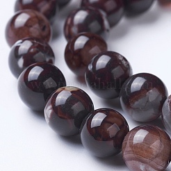 天然石瑪瑙ビーズ連売り  染め＆加熱  グレードA  ラウンド  コーヒー  6mm  穴：1mm  約62個/連  14.9インチ（38cm）&nbsp;G-G754-05-6mm