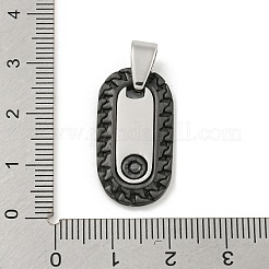 304ステンレスペンダント  ラインストーン付き  オーバルチャーム  ブラック＆ステンレス鋼色  26x14x3mm  穴：4x4mm&nbsp;STAS-F307-03EB