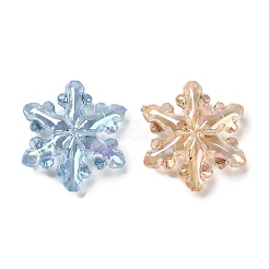 クリスマステーマ UVメッキ透明レインボー虹色アクリルビーズ  スノーフレーク  ミックスカラー  29.5x27x8mm  穴：1.8mm&nbsp;TACR-R001-03A