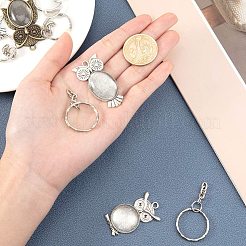 DIYのペンダント作り  鉄キーホルダーのパーツ  透明なガラスのカボションとチベット風の合金のペンダントカボションのセッティング  フクロウ  ミックスカラー  16.5x8.5x1.6cm&nbsp;PH-DIY-G005-42