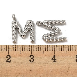変色しない304ステンレススチールチャーム  文字mのチャーム  ステンレス鋼色  13.5x10x2mm  穴：1.8mm&nbsp;STAS-L022-232P