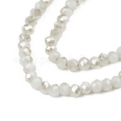 電気メッキオペークソリッドカラーガラスビーズ連売り  多面カット  ロンデル  乳白色  2.5x1.5mm  穴：0.8mm  約135~140個/連  26~27cm&nbsp;X-EGLA-Q112-B02