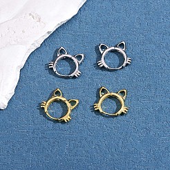 女性猫真鍮フレンチフックピアス  かわいい子猫の顔のイヤリングジュエリー恋人へのギフト女性誕生日クリスマス  ゴールドカラー  16x18.2mm&nbsp;JE965B