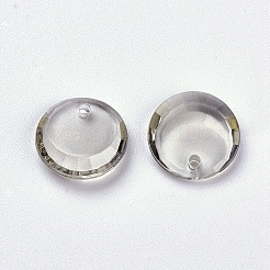 クリアアクリルチャーム  多面カット  フラットラウンド  ライトグレー  17x5mm  穴：1mm&nbsp;LS-X-MACR-G050-17mm-19X