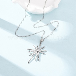 304 Stainless Steel Flower Pendant Cable Chain Necklaces for Men Women&nbsp;NJEW-K308-05G-P