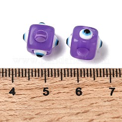 樹脂ナザールボンジュウヨーロピアンビーズ  大穴ビーズ  キューブ  ミックスカラー  11x8x8mm  穴：4mm&nbsp;RESI-A021