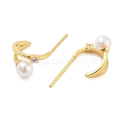 925 Sterling Silver Micro Pave Clear Cubic Zirconia Stud Earrings for Women&nbsp;EJEW-F342-03G