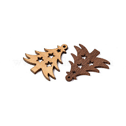 プリントポプラウッドペンダント  クリスマスシリーズ  クリスマスツリー  35x34x2mm  穴：1.6mm&nbsp;FIND-N005-74H