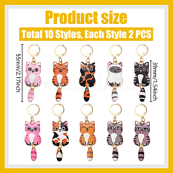 20Pcs 10 Colors Cat Alloy Enamel Pendant Locking Stitch Markers&nbsp;HJEW-WH00158