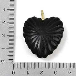 天然および合成宝石の彫刻ペンダント  真鍮マイクロパヴェキュービックジルコニア留めのロッククリスタルハートチャーム  ゴールドカラー  オーバル  染めと未染色の混合  32x30x11.5mm  穴：6x5.5mm&nbsp;G-C276-01G-M