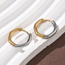 304 Stainless Steel Two Tone Hoop Earrings&nbsp;EJEW-P313-01B-G