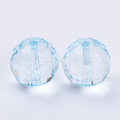 透明なアクリルビーズ  多面カット  ラウンド  ライトシアン  8x8mm  穴：1.5mm  約1770個/500g&nbsp;TACR-Q254-8mm-V38