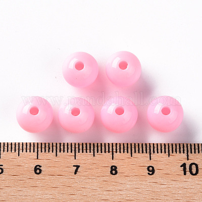 不透明なアクリルビーズ  ラウンド  パールピンク  10x9mm  穴：2mm  約940個/500g&nbsp;MACR-S370-C10mm-A01-1