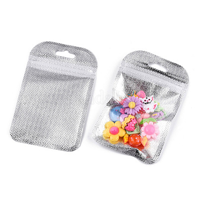 半透明のプラスチック製再封可能な包装袋  長方形  銀  11x7x0.03cm&nbsp;OPP-Q006-02S-1