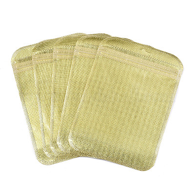半透明のプラスチック製再封可能な包装袋  長方形  ゴールド  15x10.5x0.03cm&nbsp;OPP-Q006-04G-1
