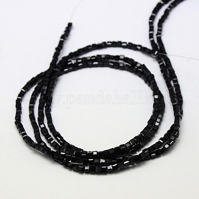 ガラスビーズ連売り  多面カット  キューブ  ブラック  3~3.5x3~3.5x3~3.5mm  穴：1mm  98~100個/連  28~30cm  約98~100個/連  13.8インチ&nbsp;EGLA-J028-3x3mm-02-1