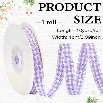 ポリエステルリボン  グリッド  ライラック  3/8インチ（10mm）&nbsp;AJEW-WH0816-190A-1