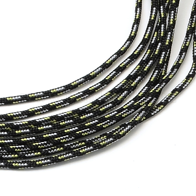 ポリエステル&スパンデックスコードロープ  1つの内部コア  模様を持つ  靴紐を作るための  ブラック  2mm  約109.36ヤード（100m）/バンドル&nbsp;RCP-R007-338-1