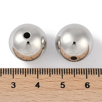 Ccbプラスチックラウンドビーズ  プラチナ  15.5mm  穴：2mm&nbsp;ALUM-U001-08C-09-1