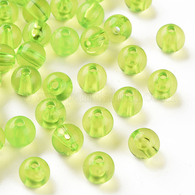 透明なアクリルビーズ  ラウンド  黄緑  8x7mm  穴：2mm  約1745個/500g&nbsp;MACR-S370-A8mm-729-1