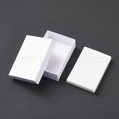 厚紙のネックレス箱  内部のスポンジ  長方形  ホワイト  9x6.5x2.8cm&nbsp;CBOX-S008-03-1