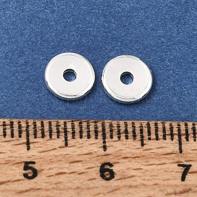 真鍮ビーズ  ディスク  ラックめっき  長持ちメッキ  銀  6.8x1.2mm  穴：1.8mm&nbsp;KK-CBA0DF0-18C-S-1