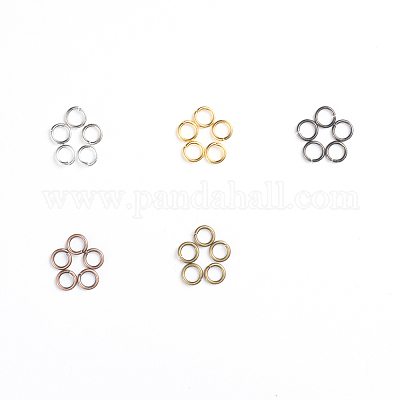 真鍮製オープンタイプ丸カン  ラウンド  ミックスカラー  18ゲージ  6x1mm  内径：4mm  500グラム&nbsp;KK-JQ0001-02-6mm-1
