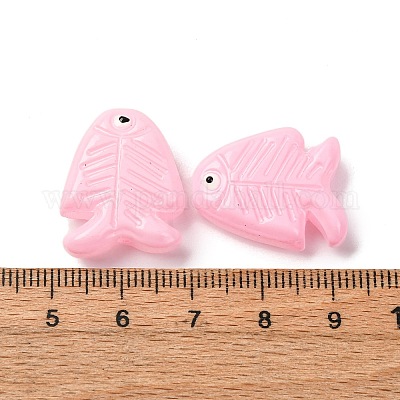 透明なガラスエナメルビーズ  魚  パールピンク  21.5x18x7mm  穴：1.5mm&nbsp;LAMP-U004-06-02-1