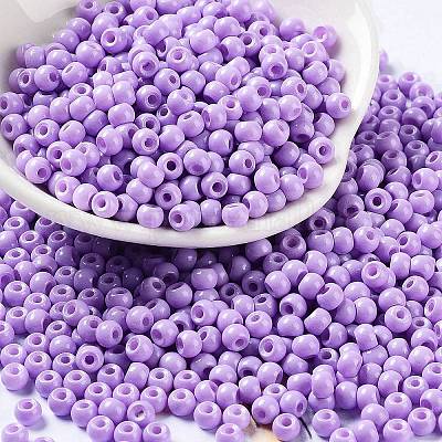 焼付塗装ガラスシードビーズ  ラウンド  ライラック  4x3mm  穴：1.2mm  約7650個/ポンド&nbsp;SEED-H002-I-A531-1