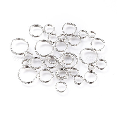 アイアンスプリットリング  ダブルループ丸カン  プラチナ  4~10x1.4mm  内径：3.3~8.6mm  約5316個/500g&nbsp;IFIN-JQ0001-03P-1