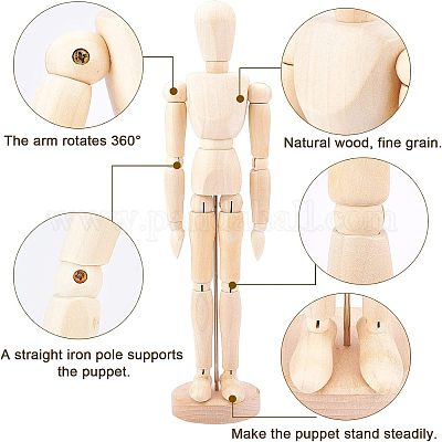 Wholesale 2Pcs 2 Style Unfinished Wooden Pine Movable Joint Family