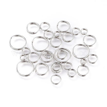 アイアンスプリットリング  ダブルループ丸カン  プラチナ  4~10x1.4mm  内径：3.3~8.6mm  約5316個/500g&nbsp;IFIN-JQ0001-03P-1