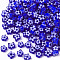 Glass Beads, Flower, Blue, 5~7x5~7x2~3mm, Hole: 1mm