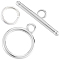 Brass Toggle Clasps, with Brass Jump Rings, 925 Sterling Silver Plated