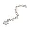 Rack Plating Brass Curb Chain Extender, End Chains with Flower Drop, Real Platinum Plated, 61mm