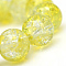 Baking Paint Crackle Glass Beads Strands, Round, Yellow, 6mm, Hole: 1.3~1.6mm, about 133pcs/strand, 31.4 inch