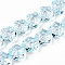 Transparency Glass Beads Strands, Star, Light Sky Blue, 14~14.5x15x9~9.5mm, Hole: 1mm, about 45pcs/strand, 24.80~26.1''(63~65.25cm)