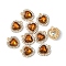 Alloy Crystal Rhinestone Charms, with Acrylic, Heart, Light Gold, Topaz, 18x16x5mm, Hole: 1.4mm