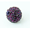 Polymer Clay Rhinestone Beads, Pave Disco Ball Beads, Grade A, Half Drilled, Round, Amethyst, PP9(1.5.~1.6mm), 6mm, Hole: 1.2mm